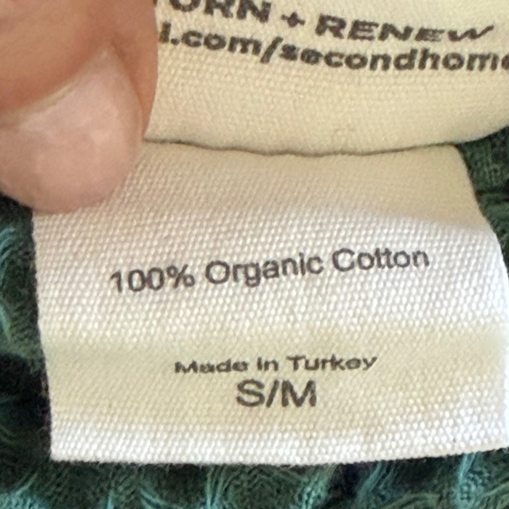 Coyuchi Organic Cotton Unisex Waffle Robe in Spruce Green S/M Self Tie NEW!! - Picture 11 of 11